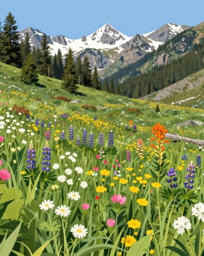 AI-generated illustration of Alpine Meadows