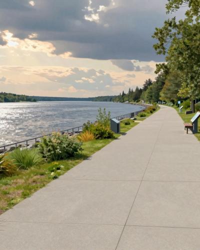 AI-generated illustration of Kamouraska Scenic Waterfront Promenade