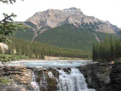 Athabasca Falls with Mount Kerkeslin behind, Jasper National Park