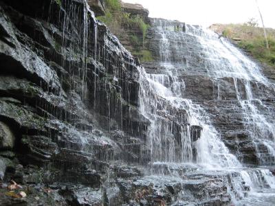 Albion Falls cascading over layered rock in Hamilton, Ontario