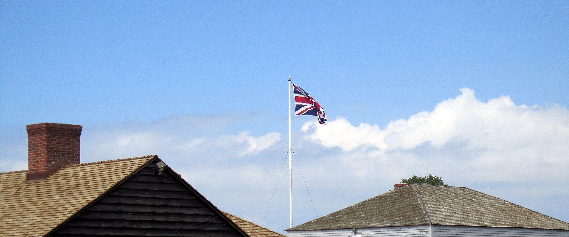 The blockhouses of Fort George under the Union flag