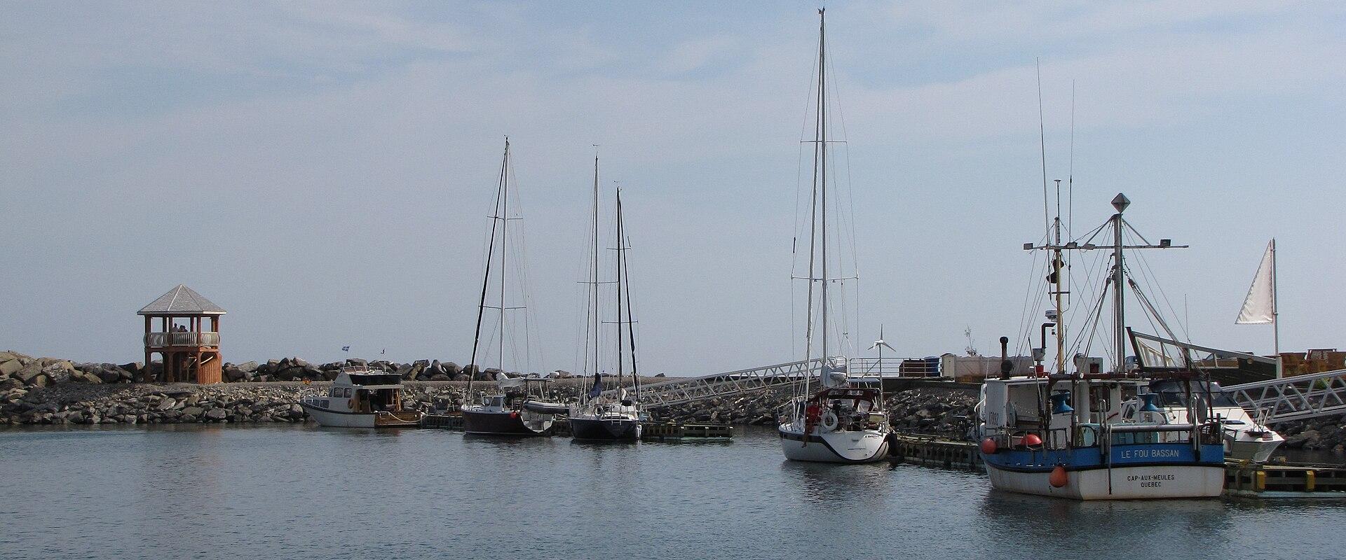 Fishing boats in the small harbour of Anse-à-Beaufils near Percé