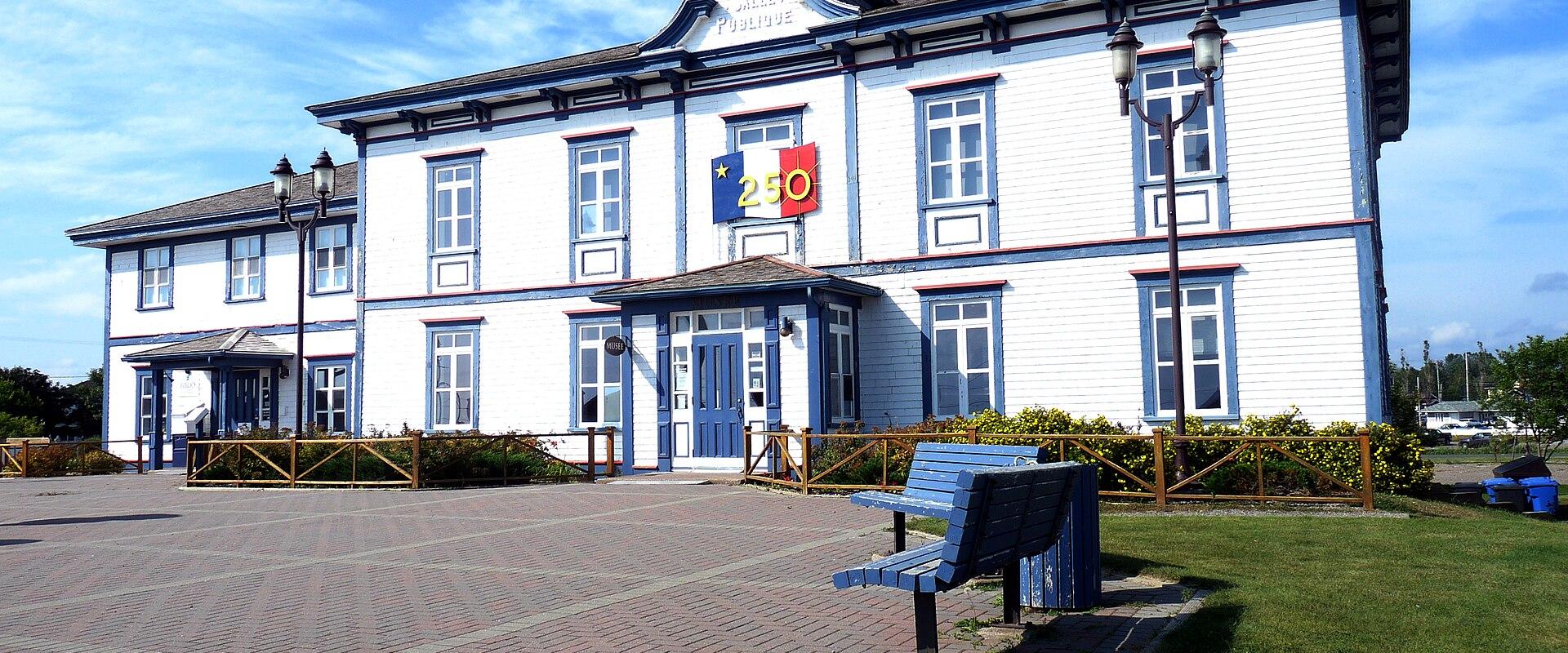 The white clapboard building of the Musée acadien du Québec in Bonaventure
