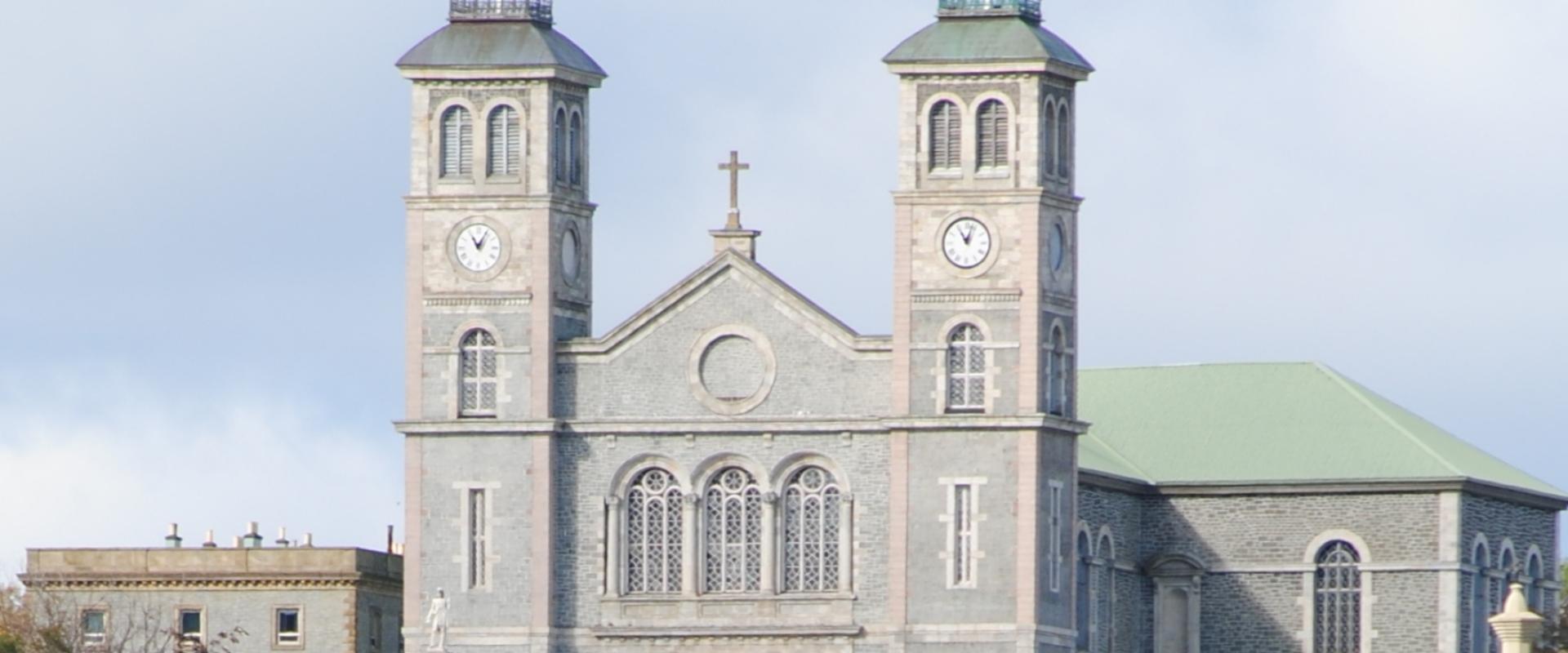 The twin towers of the Basilica of St. John the Baptist in St. John's, Newfoundland
