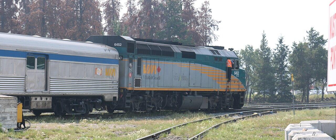 VIA Rail Jasper–Prince Rupert train leaving Jasper station