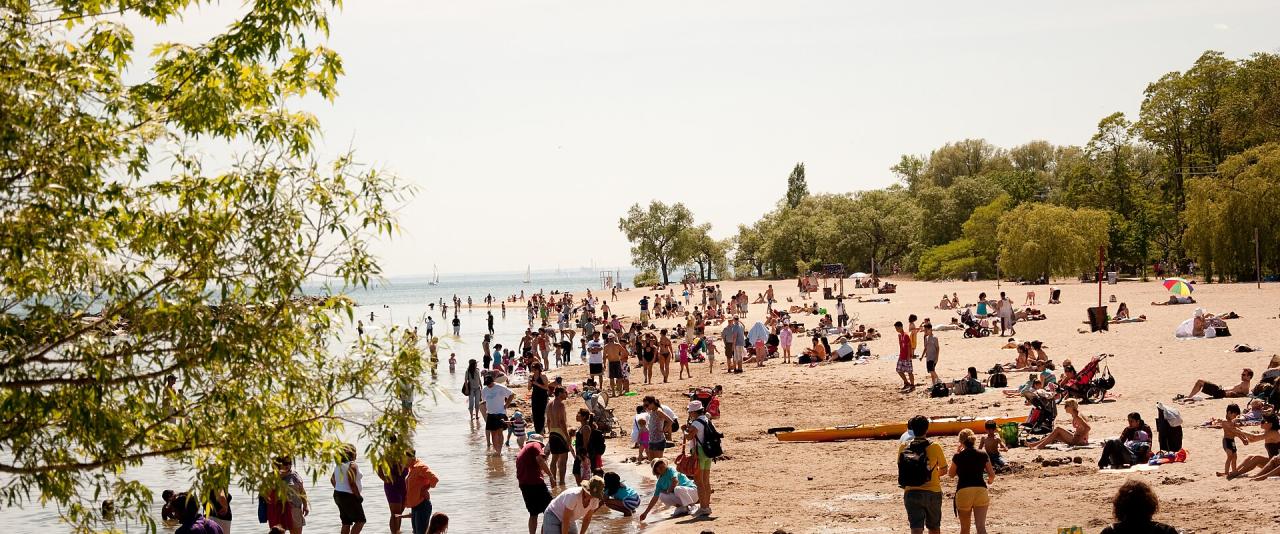 Summer crowds on Centre Island Beach, Toronto Islands