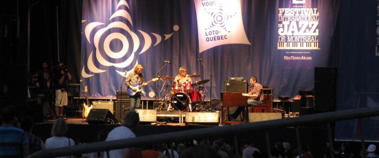 An outdoor stage at the Montreal International Jazz Festival