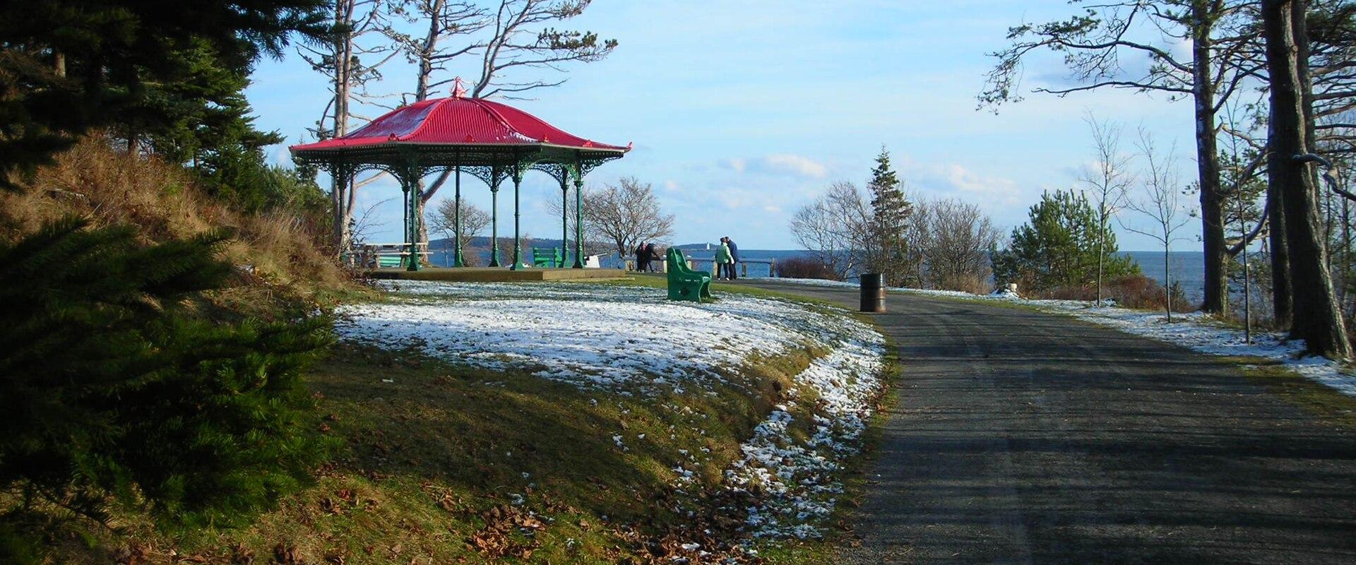 A pavilion beside the seaside path in Point Pleasant Park, Halifax
