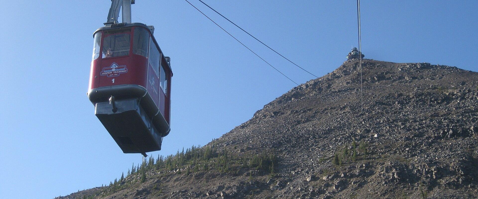 Red cabin of the Jasper SkyTram on Whistlers Mountain