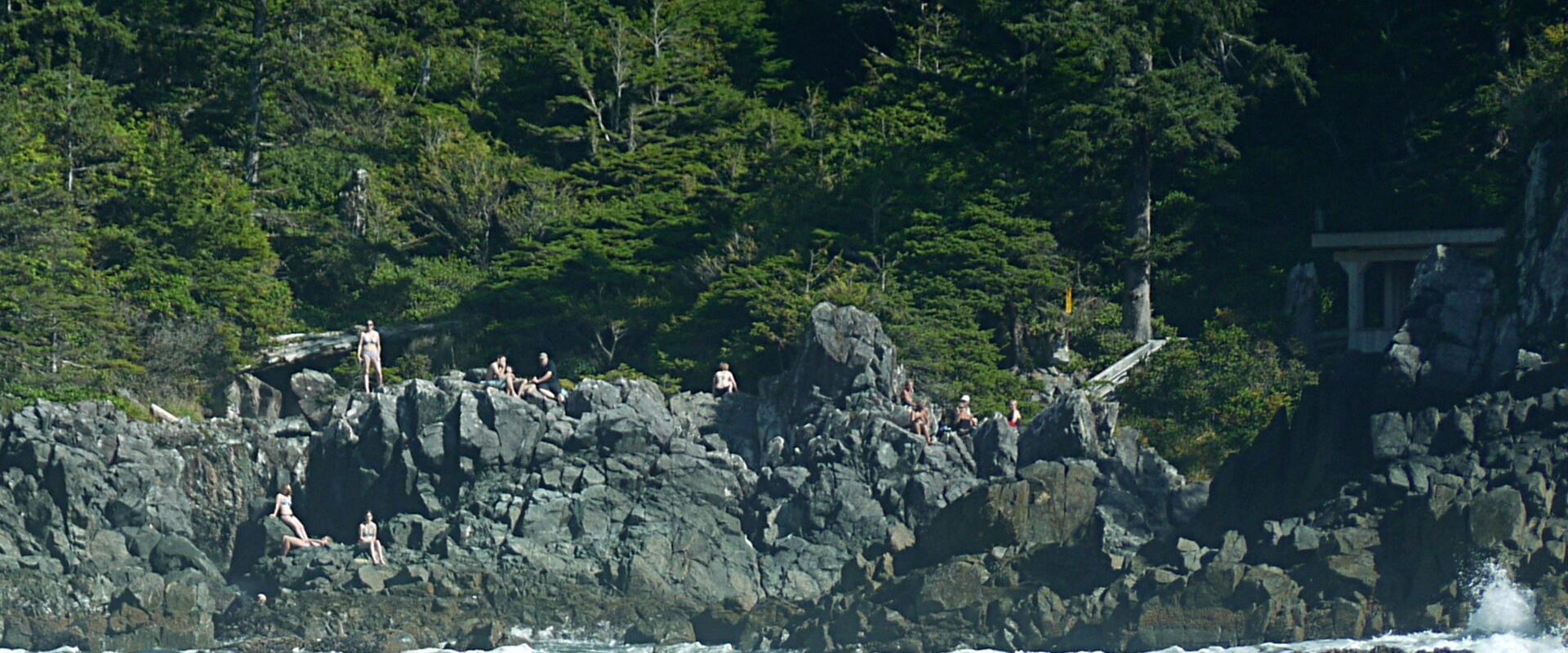 Rocky shoreline and rainforest at Hot Springs Cove, Maquinna Marine Provincial Park