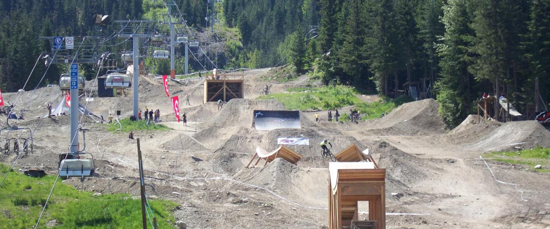 The slopestyle course of the Whistler Mountain Bike Park