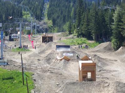 The slopestyle course of the Whistler Mountain Bike Park