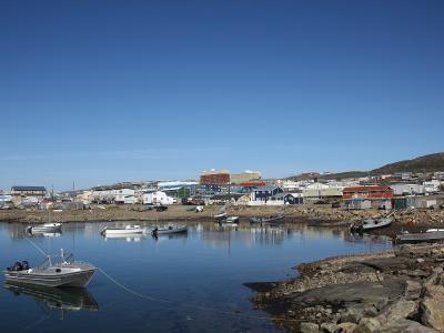 Boats in the harbour along the Iqaluit waterfront on Frobisher Bay, Nunavut