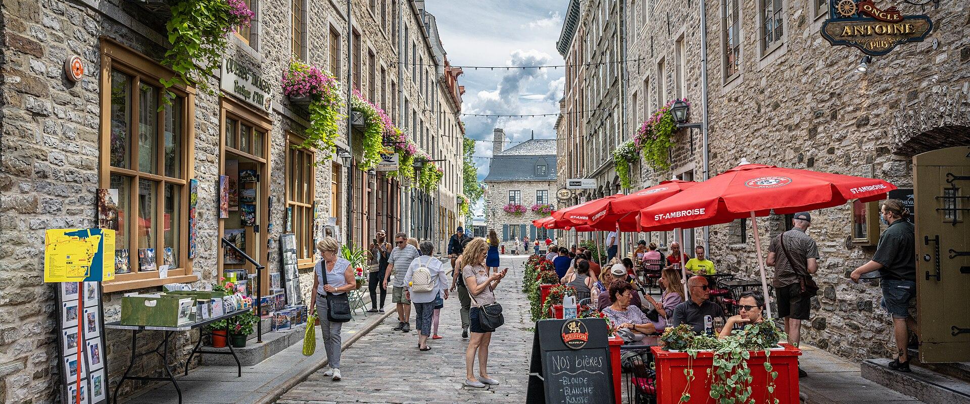 Shops and cafés on Rue du Petit-Champlain in Old Quebec