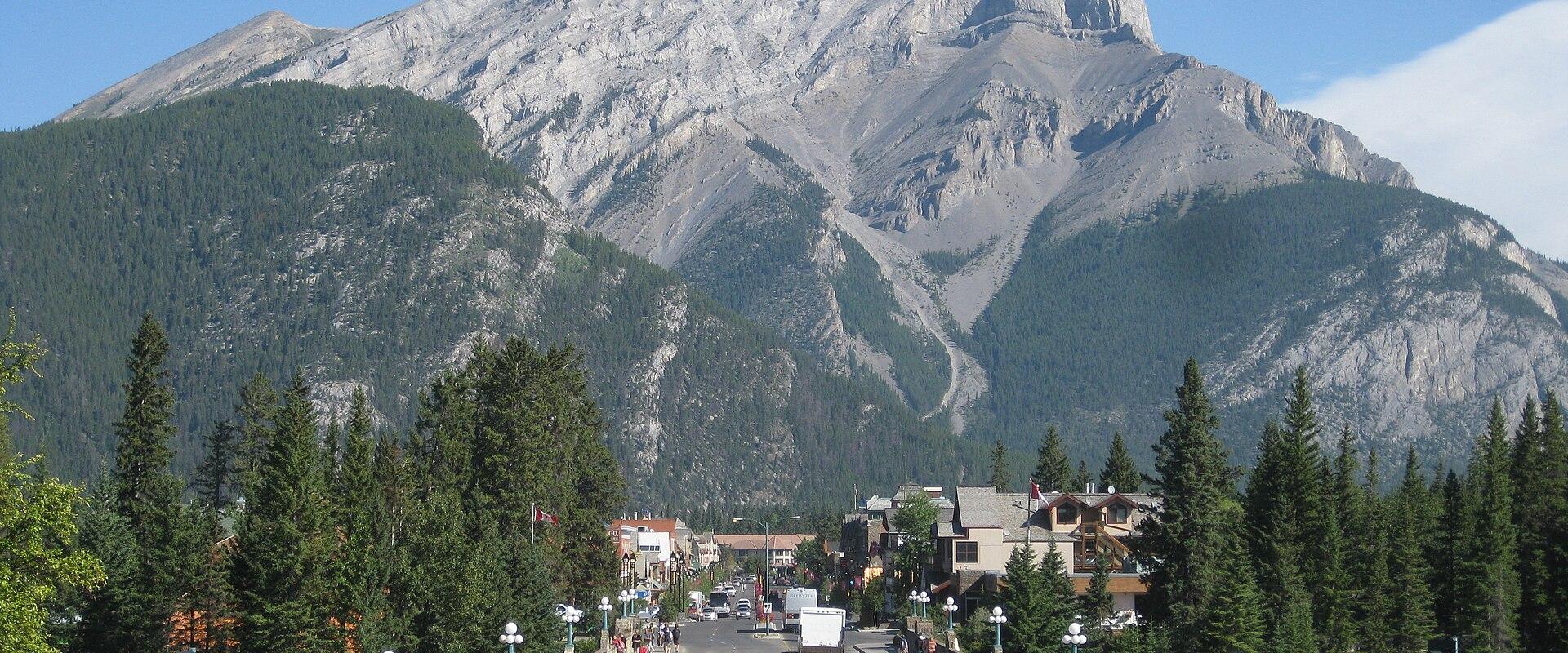 Banff Avenue leading toward Cascade Mountain, Banff