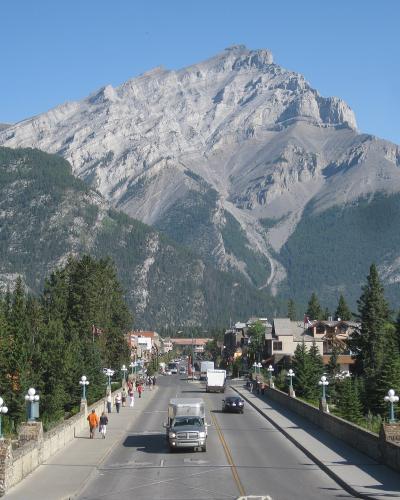 Banff Avenue leading toward Cascade Mountain, Banff