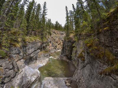 Narrow limestone gorge of Maligne Canyon